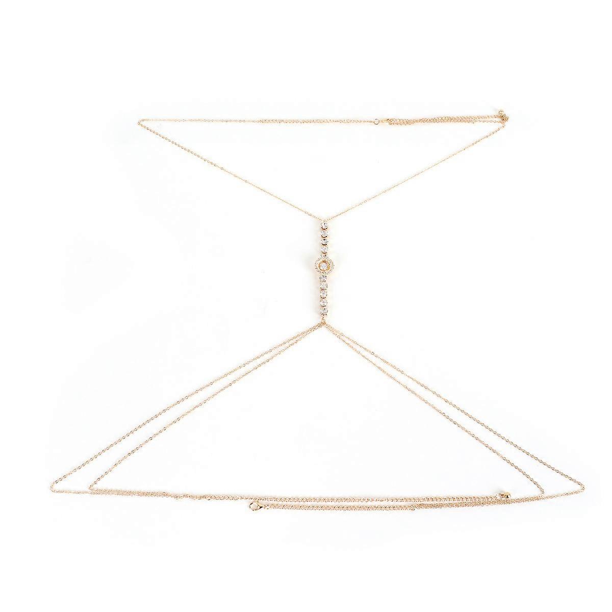 Ζεστά ρούχα μόδας στολίδια στήθους γεωμετρικά απλά στρας αλυσίδα στήθους νυχτερινό κέντρο διασκέδασης παραλία σέξι σώμα χρυσό