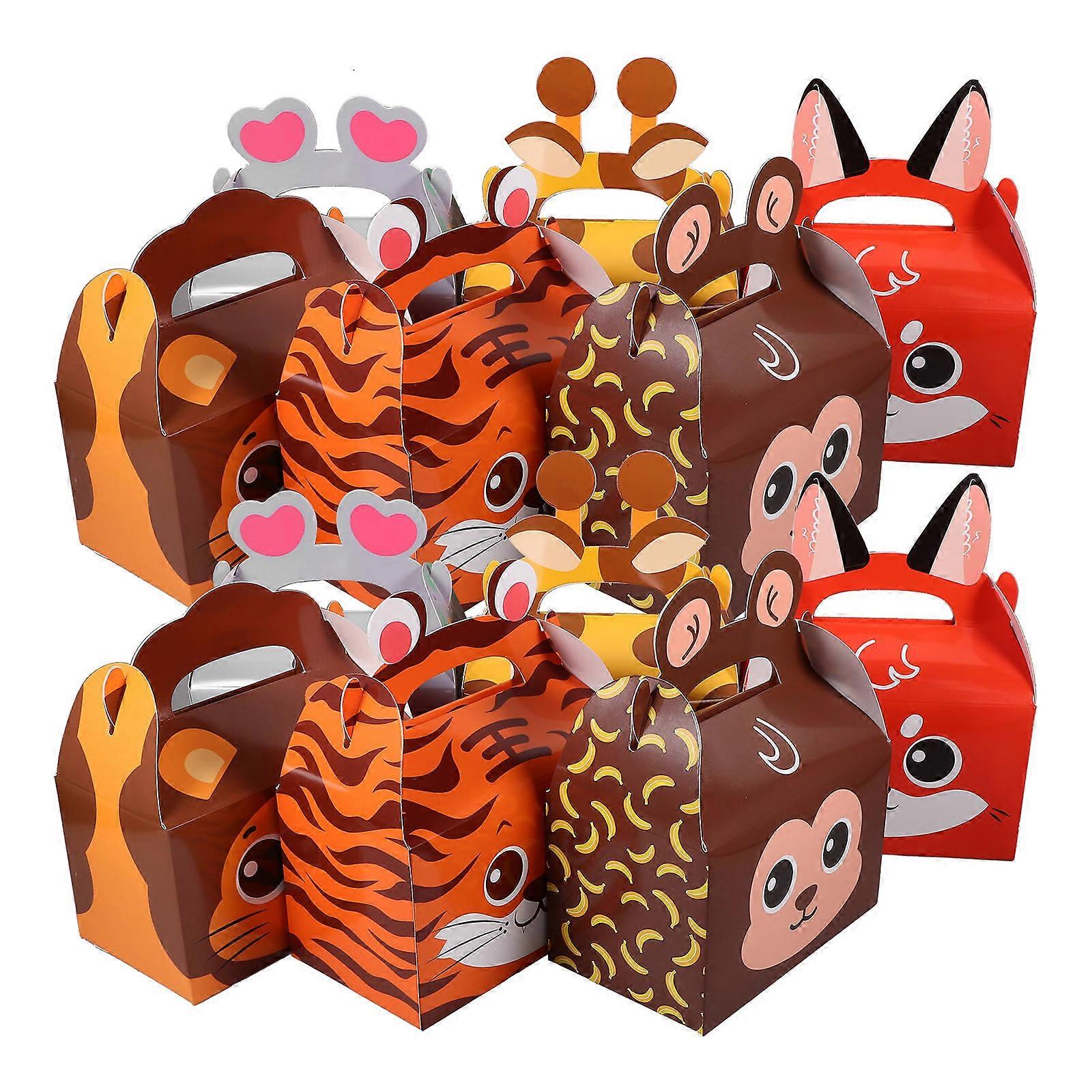 Candy Boxes Party Favors Cartoon Style Square Bottom Paper Material Festivals 12Pcs