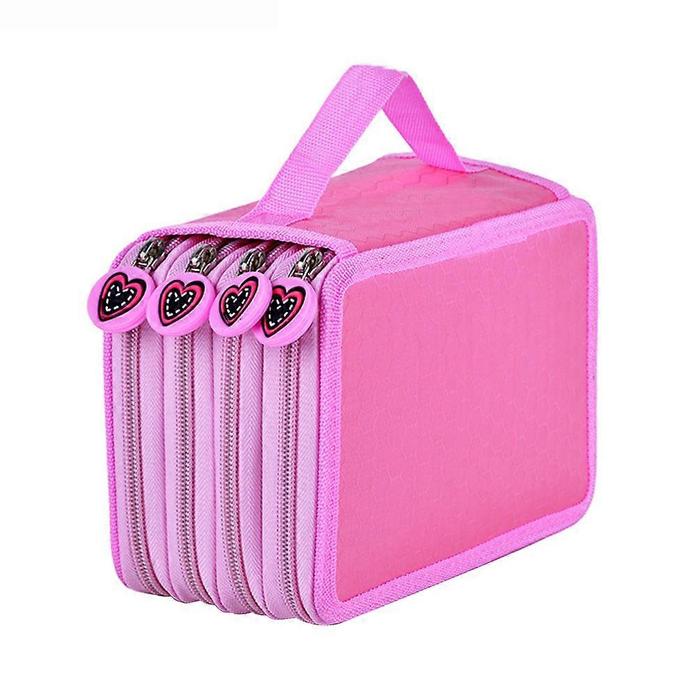 Colored Pencil Case 2Pcs for Storage 72 Slots Multi-Layer Pencil Organizer Rosy