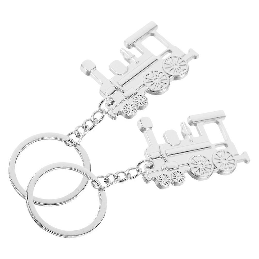 Durable Zinc Alloy Train Keychain for Car Keys 4Pcs Silver Key Holder