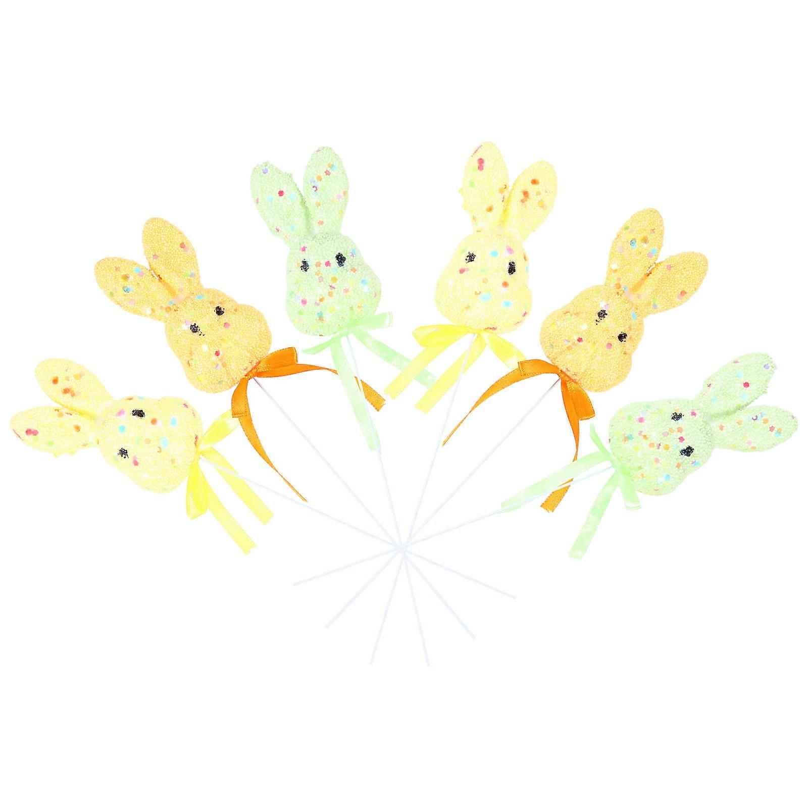 Easter Bunny Branches for Decoration 12Pcs Lovely Rabbit Topper Set