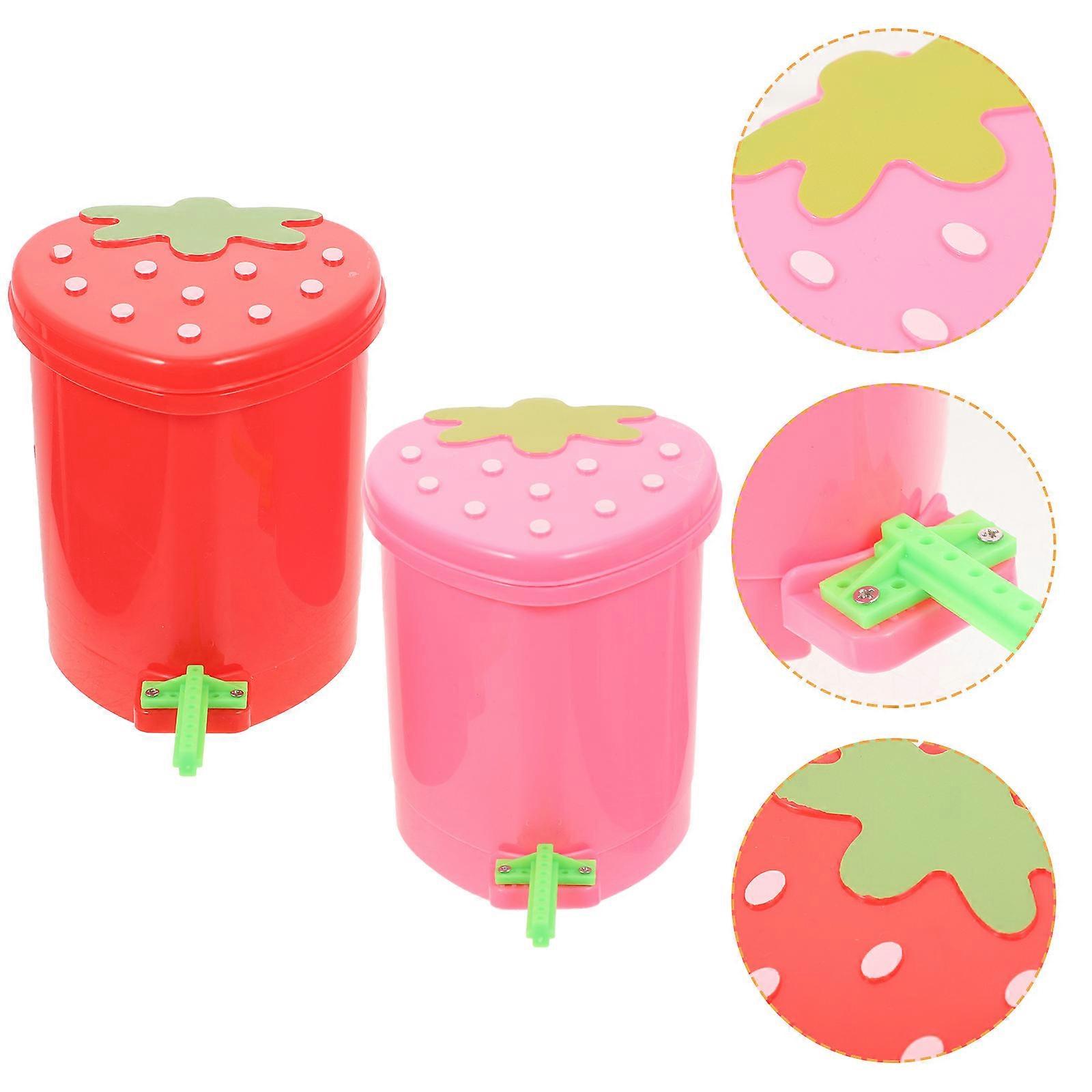 Μικρός Κάδος Απορριμμάτων Kawaii με Καπάκι 2 Τεμάχια 10,5x9x9 εκ. Ιδανικός για Χρήση στο Σαλόνι