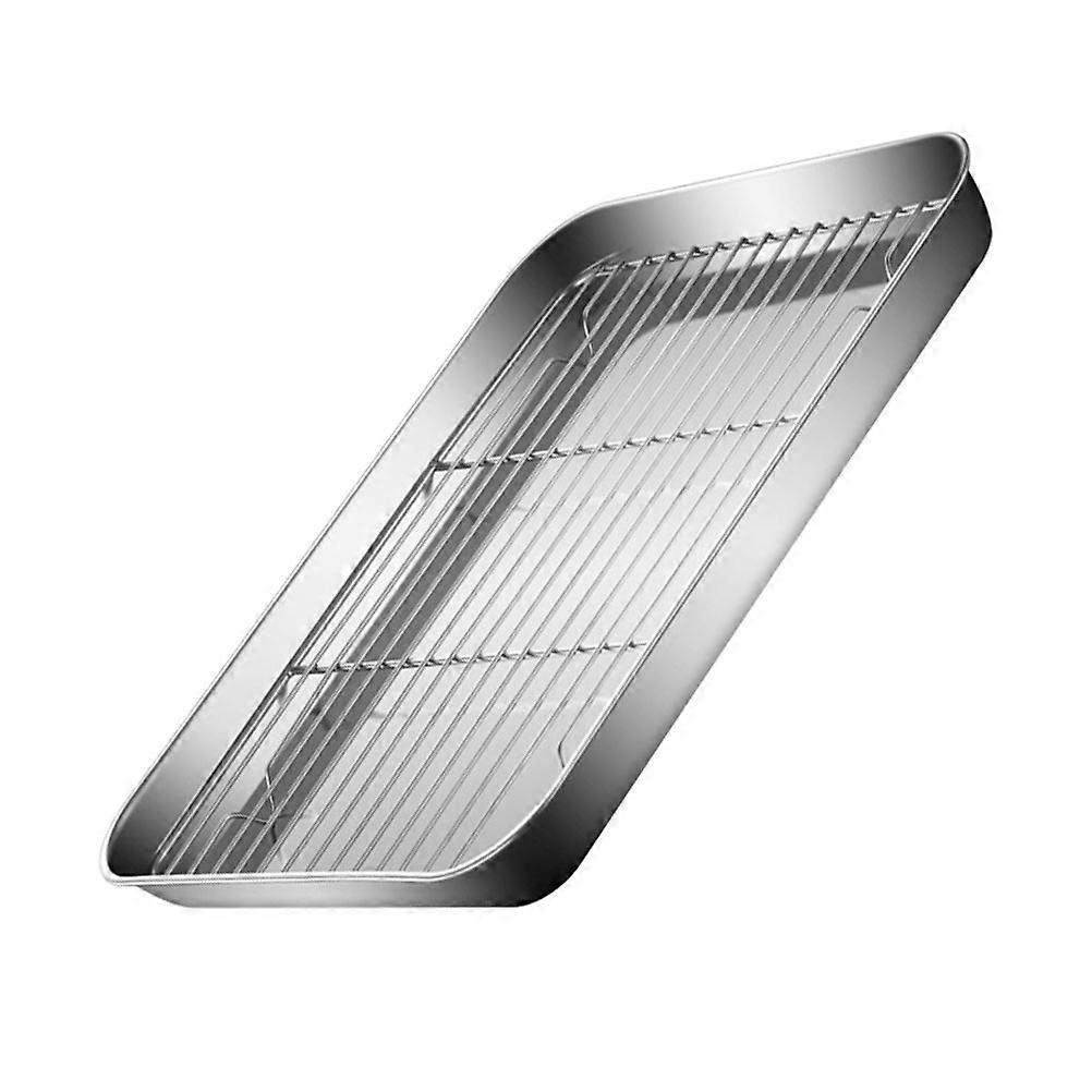 Kitchen Stainless Steel Grill Plate for Storage with Strainer 2Pcs Baking Plate