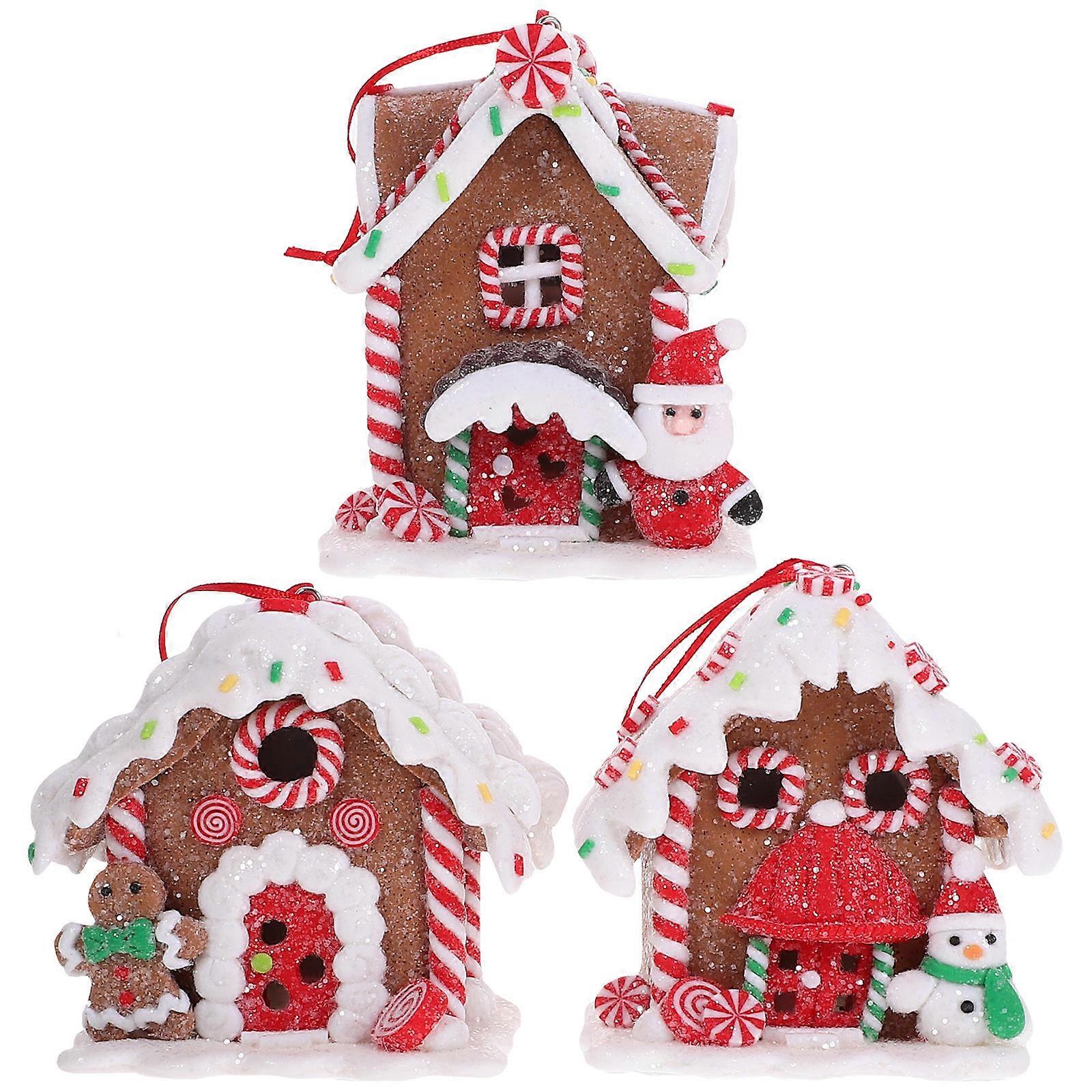 Decorative Resin Cabins House Pendants for Xmas 12Pcs Multi Color