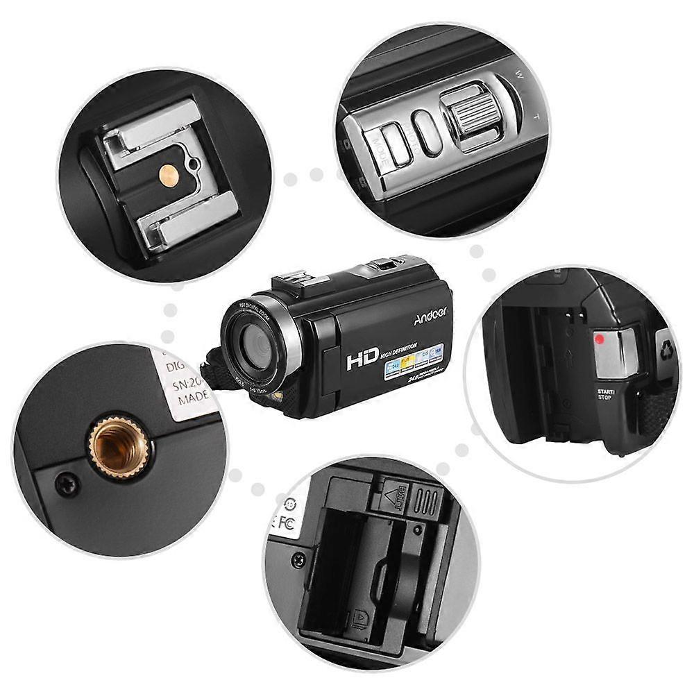 Andoer HDV-201LM 1080P FHD Digital Video Camera Camcorder DV Recorder 24MP 16X Digital Zoom 3.0 Inch LCD Screen with 2pcs Rechargeable Batteries