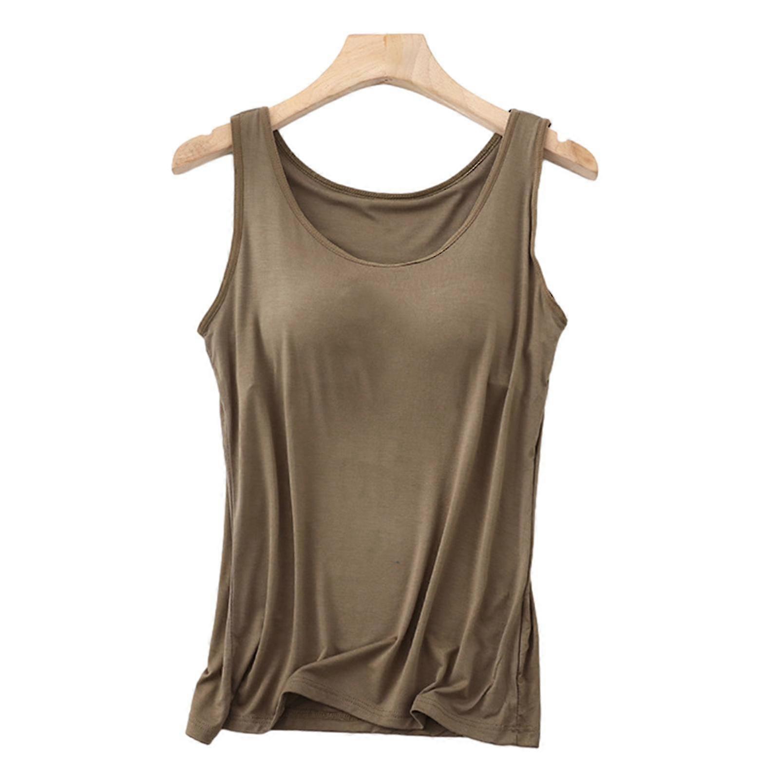 Ladies Solid-Color Bra-Free Tank Top Stylish Comfortable Comfy Top for Going Out