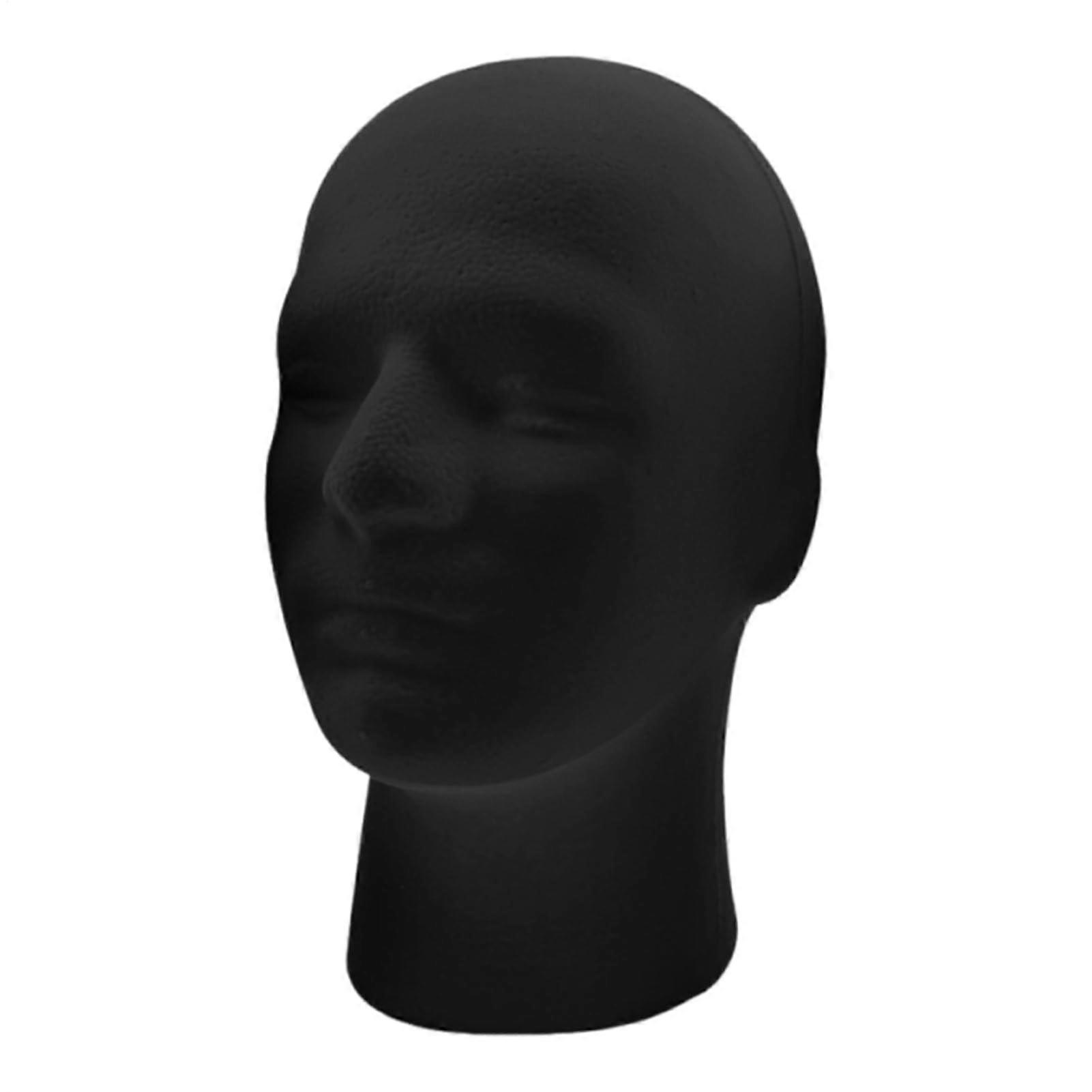 Mannequin Head Polystyrene Head Black Cosmetology Display Model Foam Form 10.83/21.26 Inches Wig Hat Mask Crafts Stand