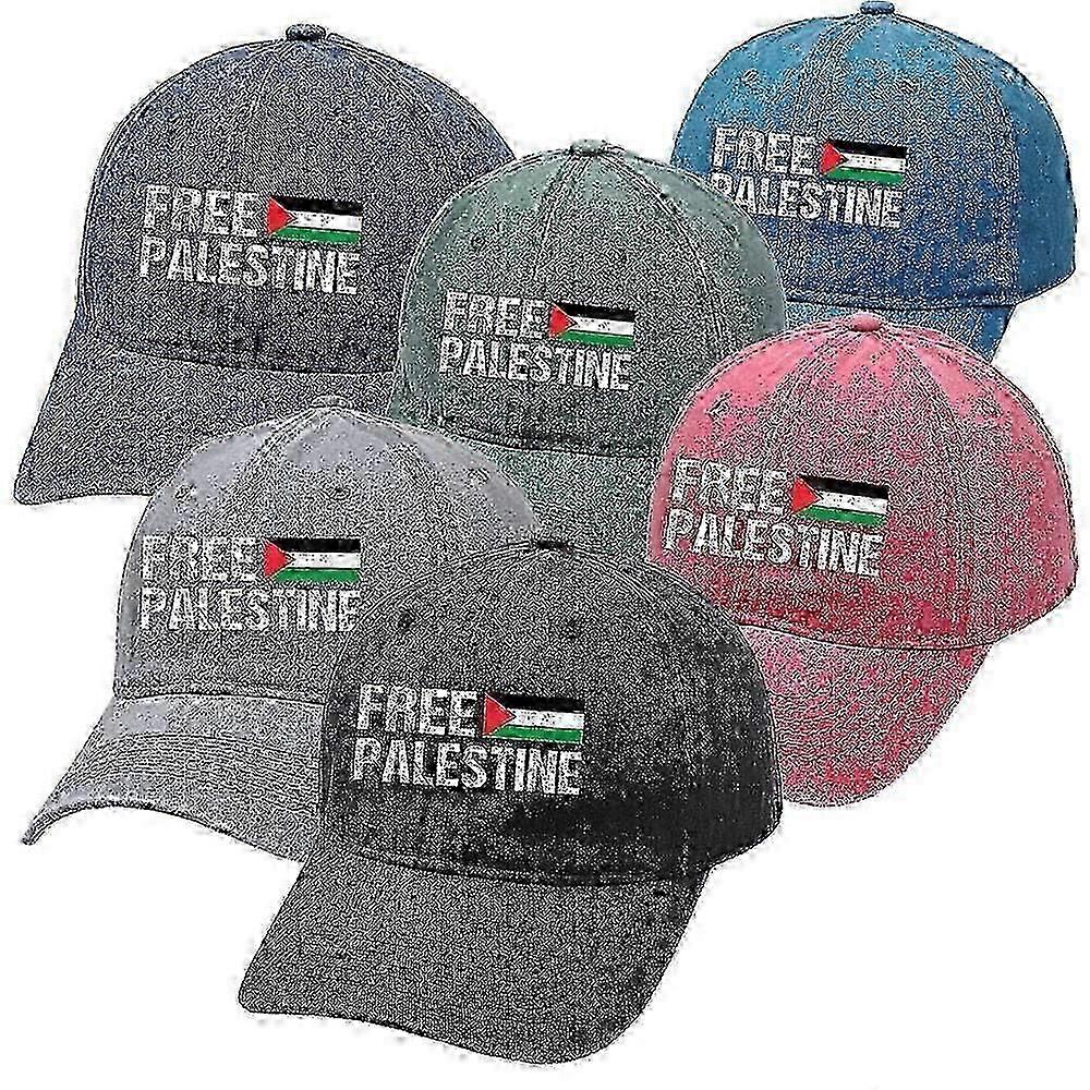 قبعة بيسبول فلسطين الحرة مطبوعة بالعلم الفلسطيني خمر قبعة مغسولة