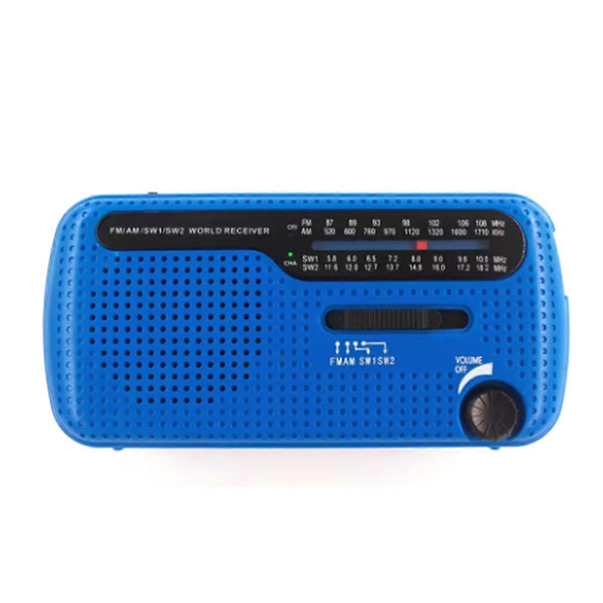Portable Solar Hand Crank Radio 1200mAh USB Emergency Speaker Blue