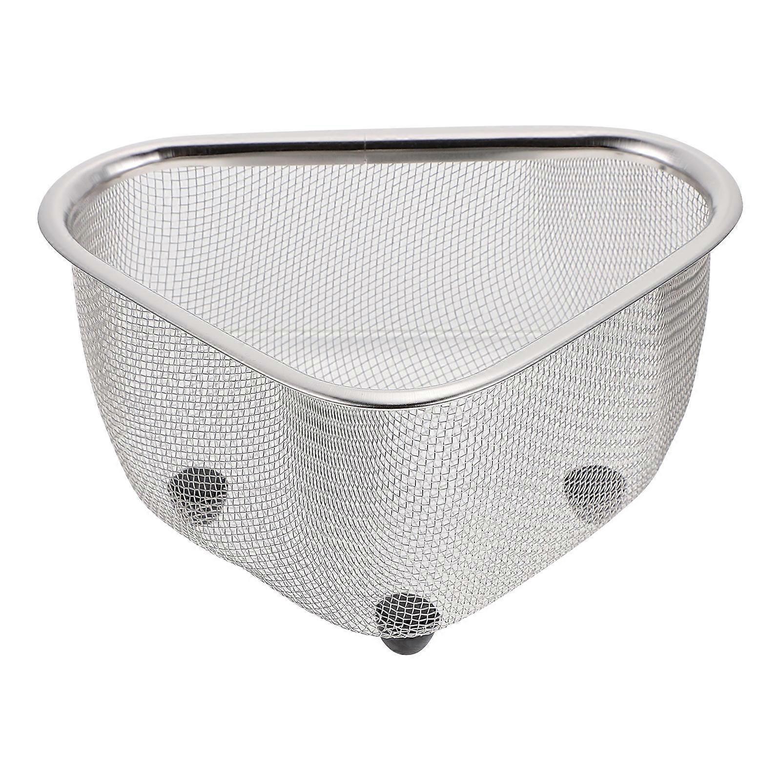 Silver Sink Basket for Kitchen 2Pcs Triangle Shape Sink Draining Basket