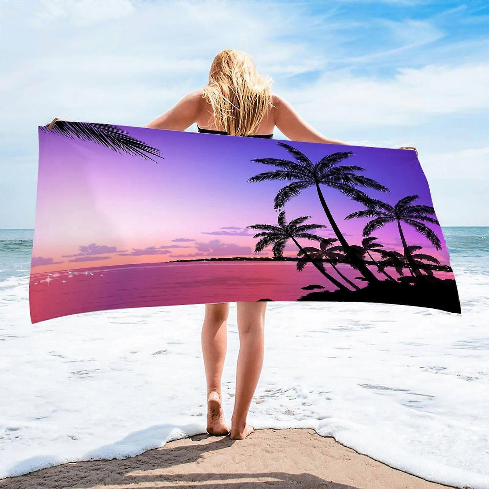 SDJMa Palm Tree Sunset Super Soft Plush Cotton Beach Bath Pool Towel 30" x 60", compatible with all genders and dog use