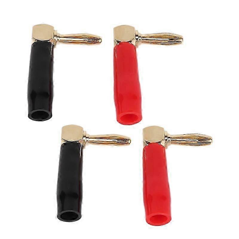 4-Pack High-End Copper Right Angle Banana Plugs for Speaker Cables, UK Audio Enthusiast Approved