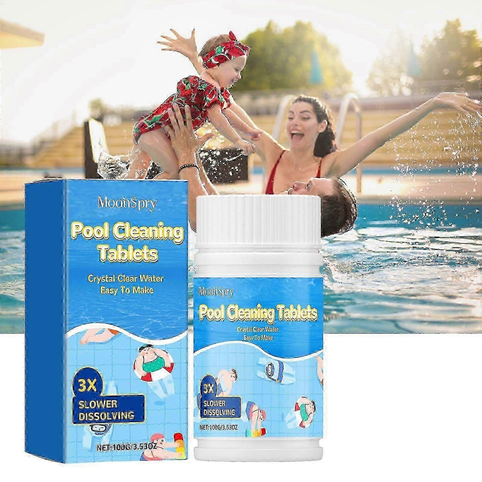 100g Chlorine Tablets for Swimming Pool, Chlorine Tablets for Hot Tub, Slow-Dissolving Cleaning Tablet for Swimming Pool Spa Hot Tub Bathtubs Instant