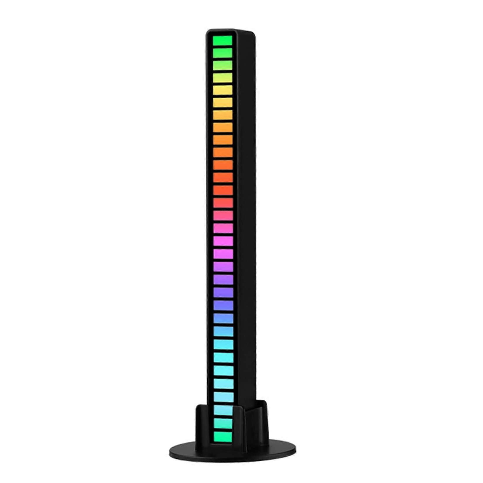 RGB VoiceActivated Pickup Rhythm Light 32LED Bar Ambient Light Music Spectrum Meter Audio Visualizer Black