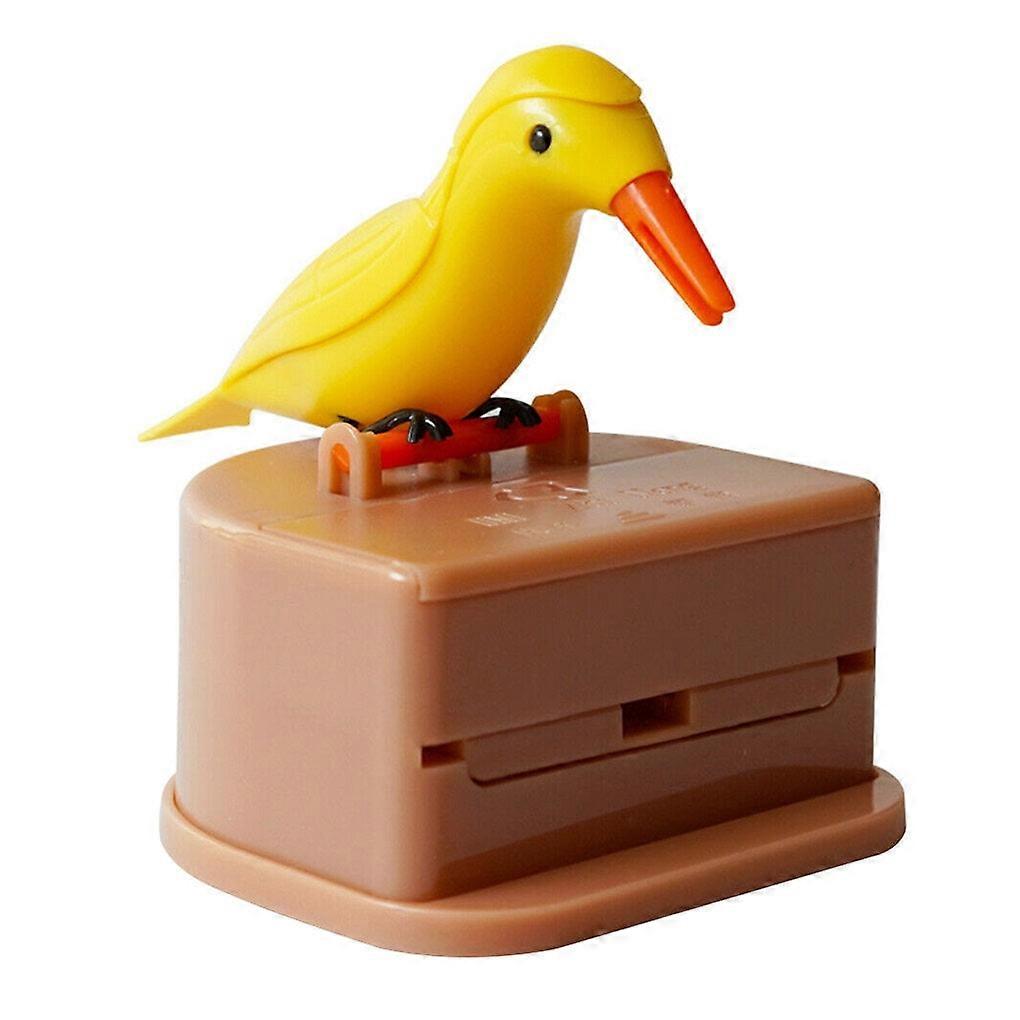 Toothpick Box Toothpick Storage Case Automatic Dispenser Bird Shape ABS Plastic Holder, Yellow, Pink