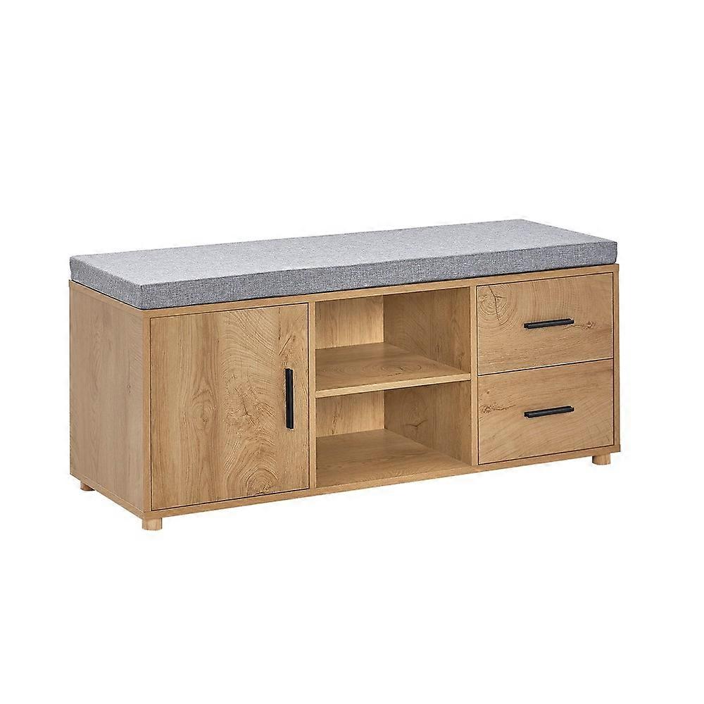 Hallway Shoe Bench Cabinet with Removable Seat CushionShoe Rack Storage Bench with Middle ShelfFree