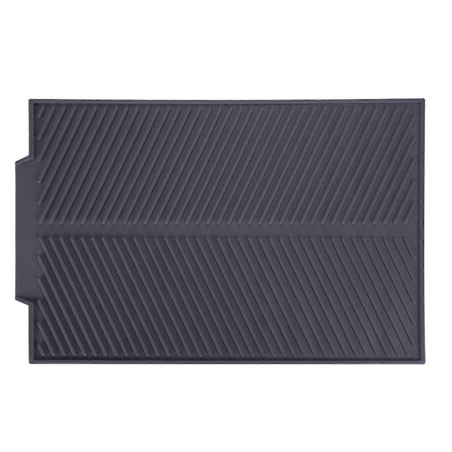 Rectangle Silicone Drain Mat Drying Dishes Pad Heat Resistant Slip proof Tray(Grey)
