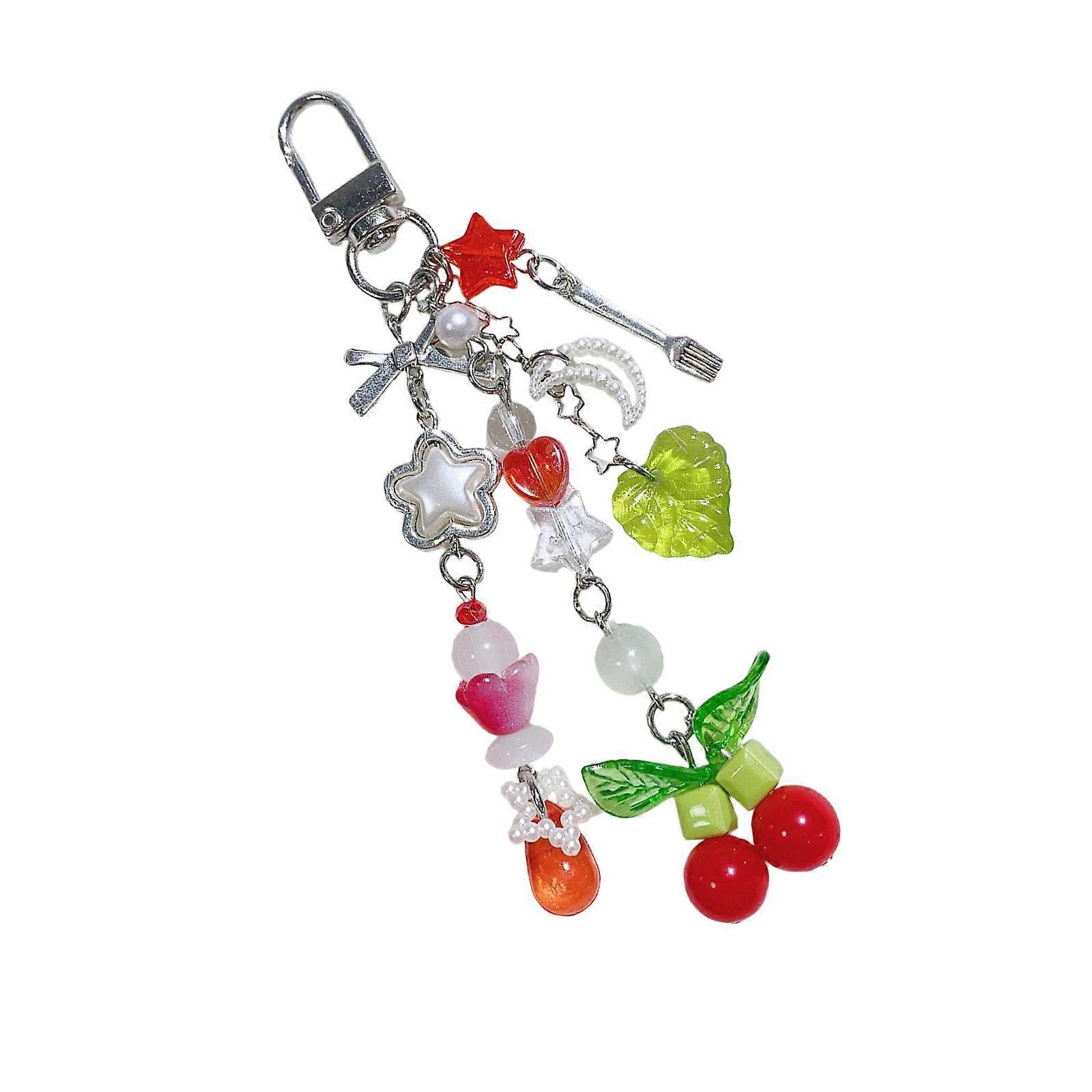 High Quality Alloy And Acrylic Cherry Keyring Lightweight Sturdy Key Accessory For Everyday Use Or Special Occasions  Red