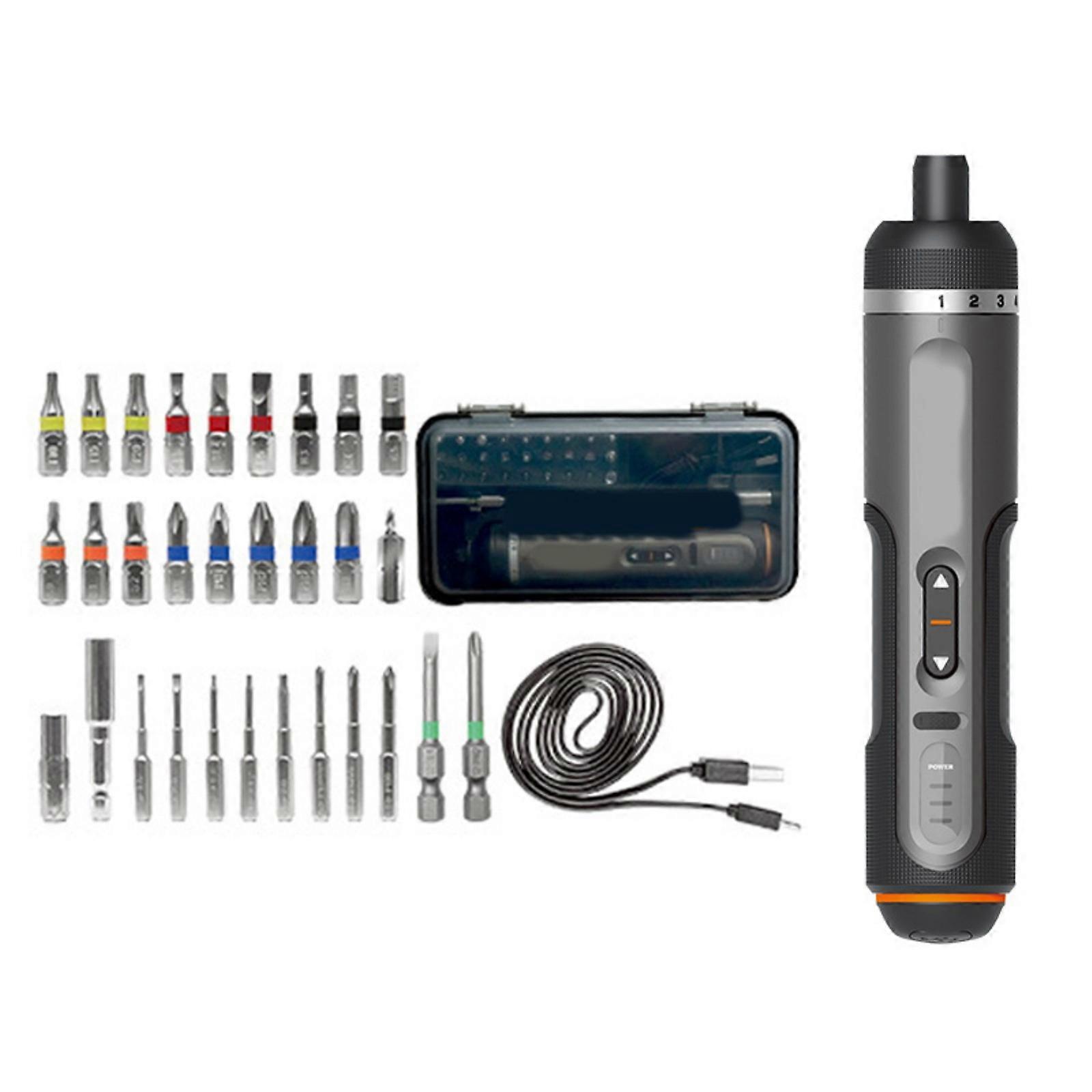 Cordless Magnetic Electric Screwdriver Kit 7 Adjustable Setting Fast Charging Design With Multiple Bit For Functional Use Multicolor