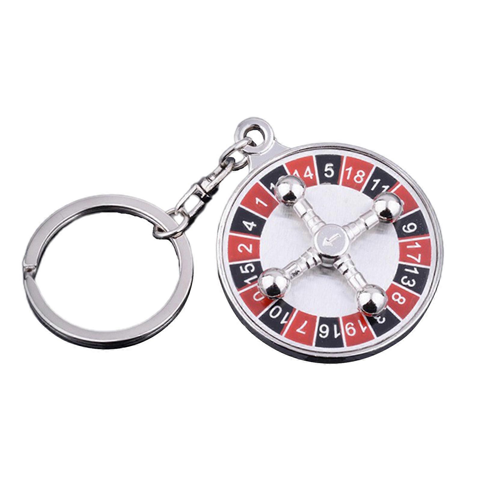 Unique Alloy Keychain with Rotating Chip Lucky Wheel Durable Keyring Unique Interactive Keychain Key Holder Unisex Gift Multicolor