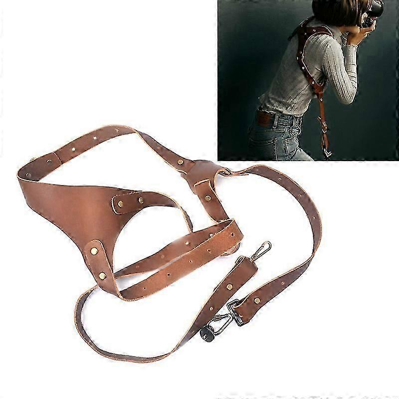 Quick Release Anti-Slip Shoulder Leather Harness Camera Strap with Metal Hook for SLR / DSLR Cameras