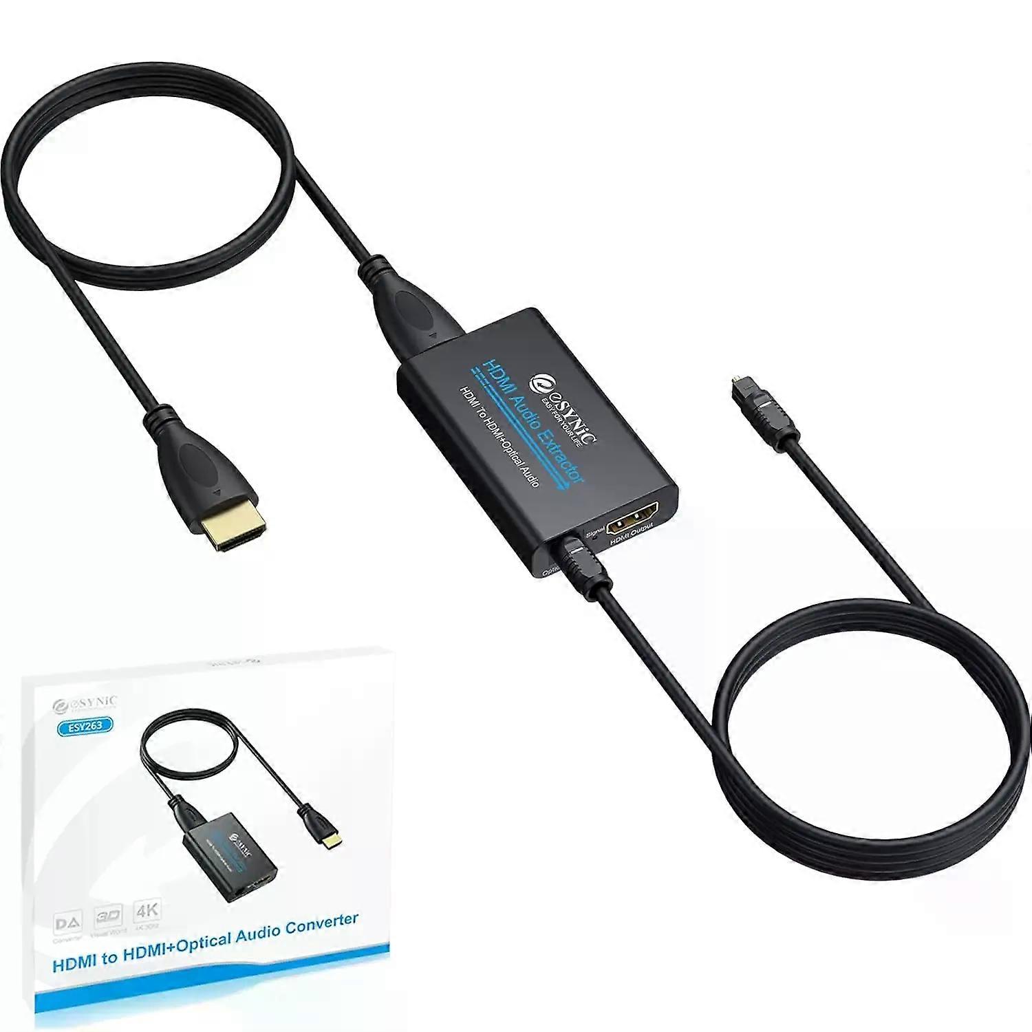 eSynic HDMI Audio Extractor 4K@30Hz Optical Output Dolby/DTS 51 for Fire TV/PS4 (No eARC/ARC)