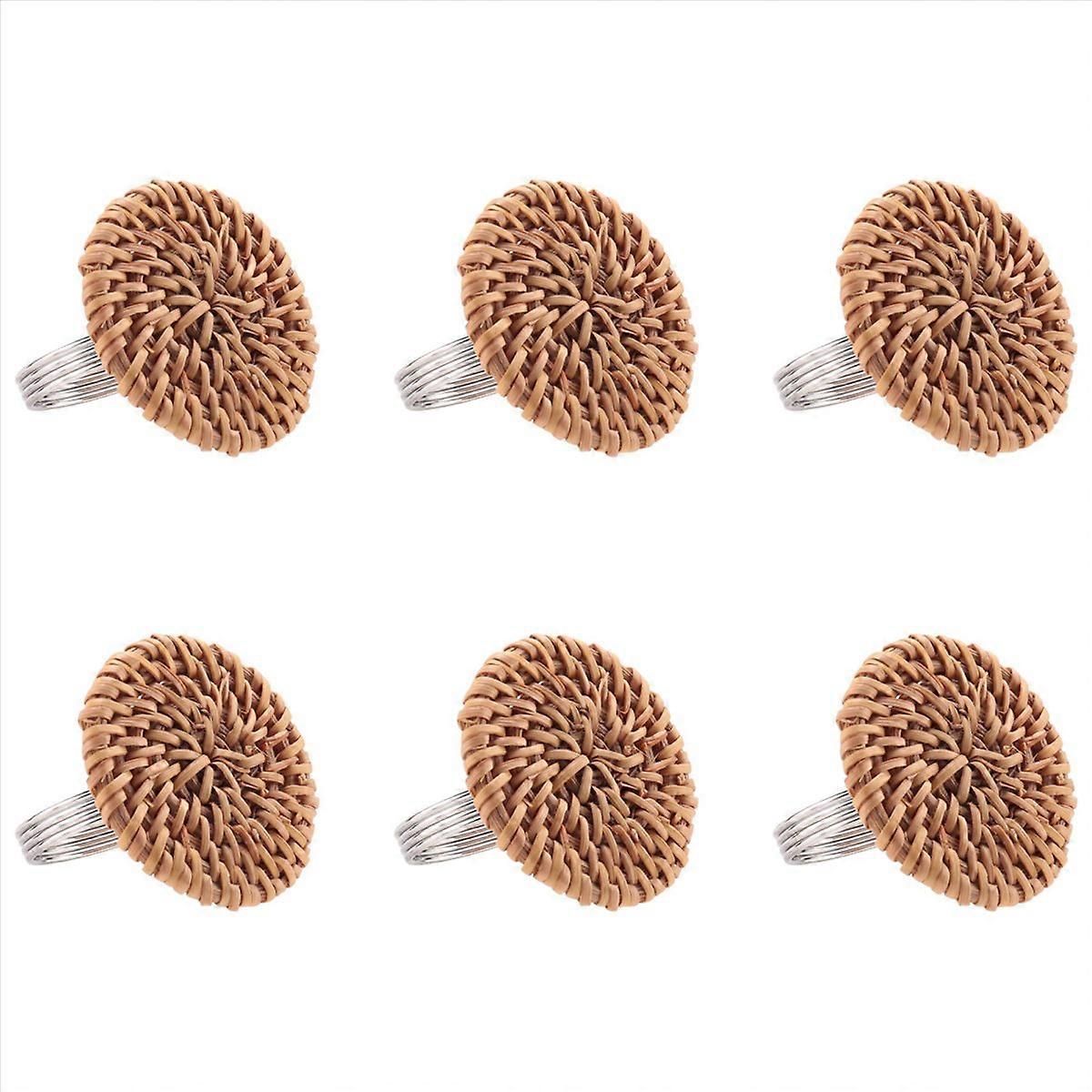 Fall Napkin Rings Set of 6, Vintage Napkin Ring for Table Setting, Handmade Rattan Serviette Rings H