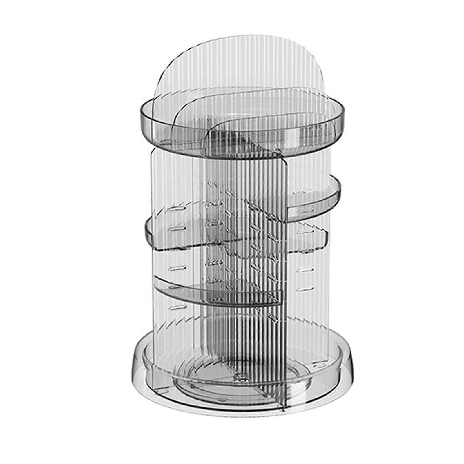 Rotating Cosmetic Organiser 25.6 x 32 cm Transparent Plastic Storage Stand with Multiple Compartments for Makeup Lovers