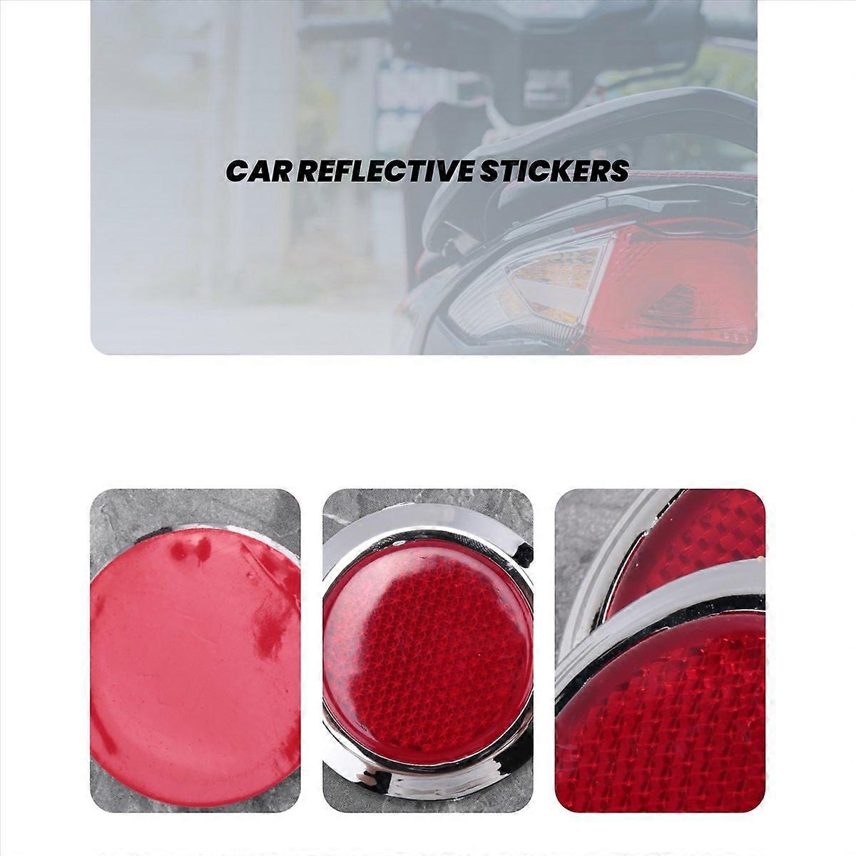 4 Pcs Auto Car Plastic Round Reflective Reflector Sticker Red