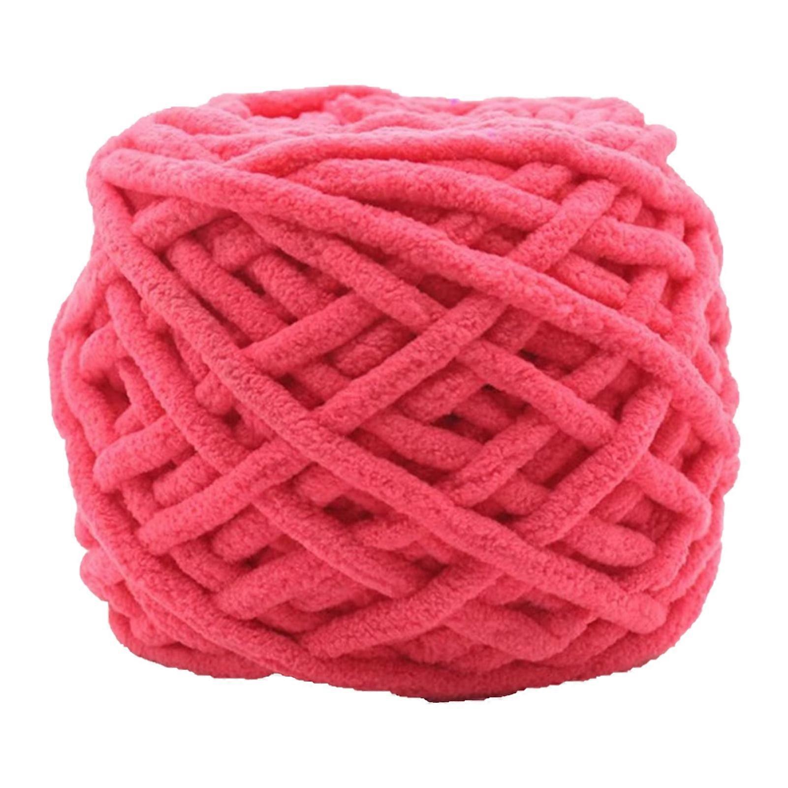 Farfi 1 Roll 32M Yarn Soft Wide Usage Polyester Hand Woven DIY Craft Crochet Yarn for Patchwork (Red)