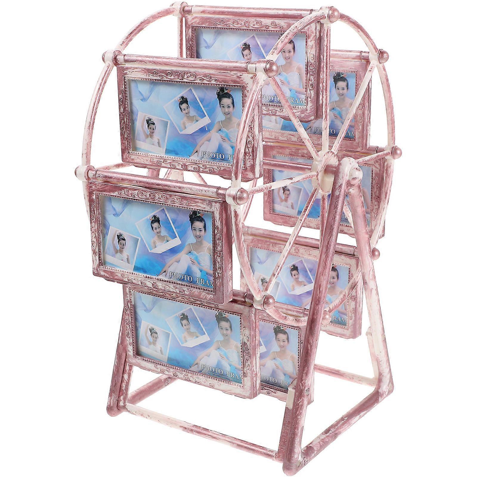Rotatable Ferris Wheel Picture Frame for Home Decor Pink ABS Frame