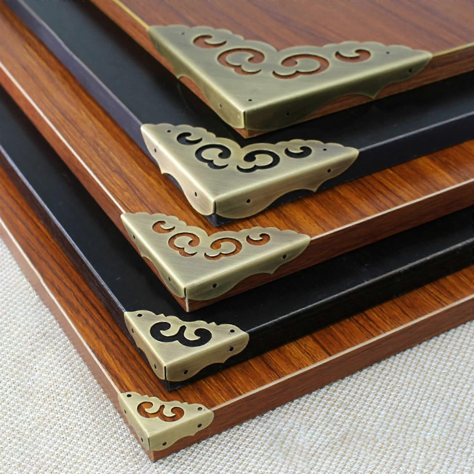 Brass Furniture Corner Protectors 8cm Decorative Box Edge Guards Set of 8 for Table and Desk
