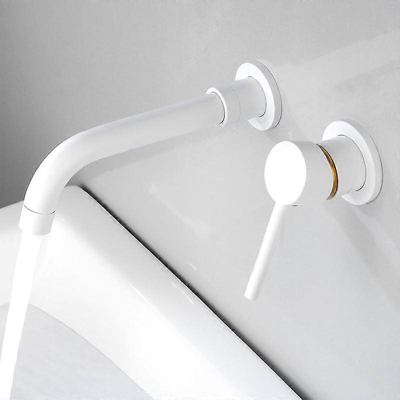 Gray AllCopper Flush BuiltIn Wall Sink InWall Installation, Hot And Cold Water, DoubleHole White Model A