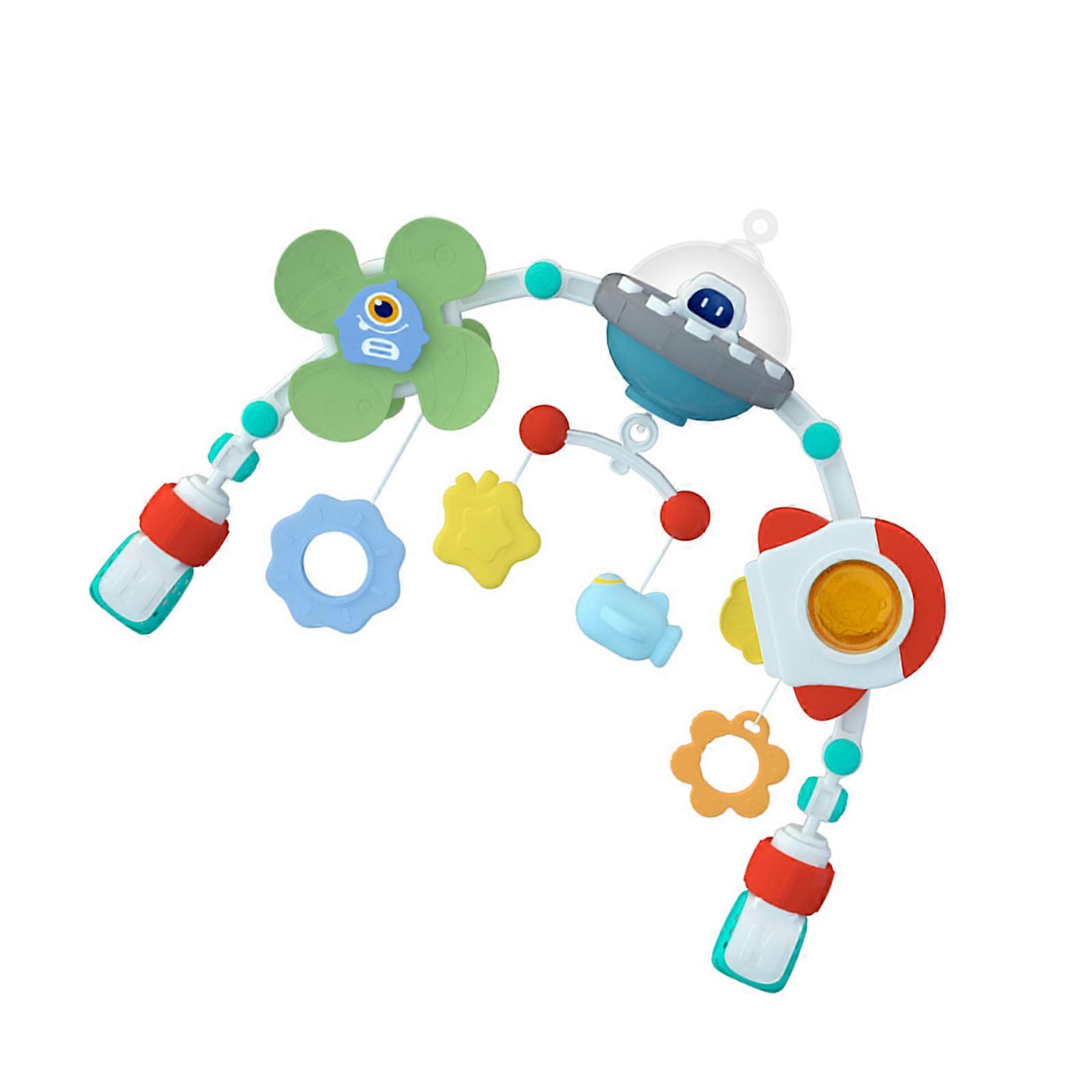 Space Theme Rotating Crib Mobile Play Arch Toy With Stroller Clamp Adjustable Easy Clamp Baby Pushchair Hanging Toy Multicolor