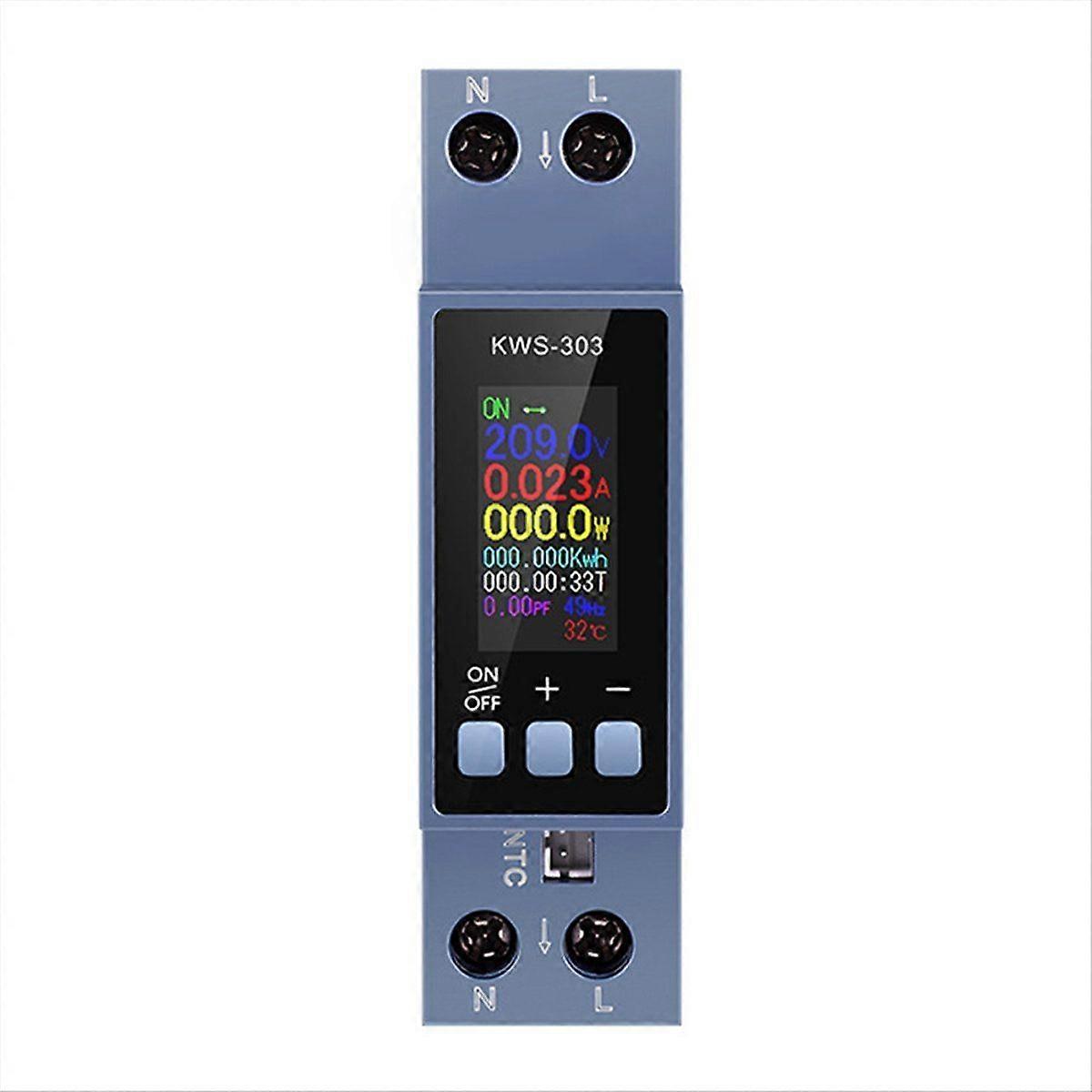 AC Voltmeter Ammeter Wattmeter Din Rail Mount Energy Meter 100-290V KWh Power LED Digital Display Detector