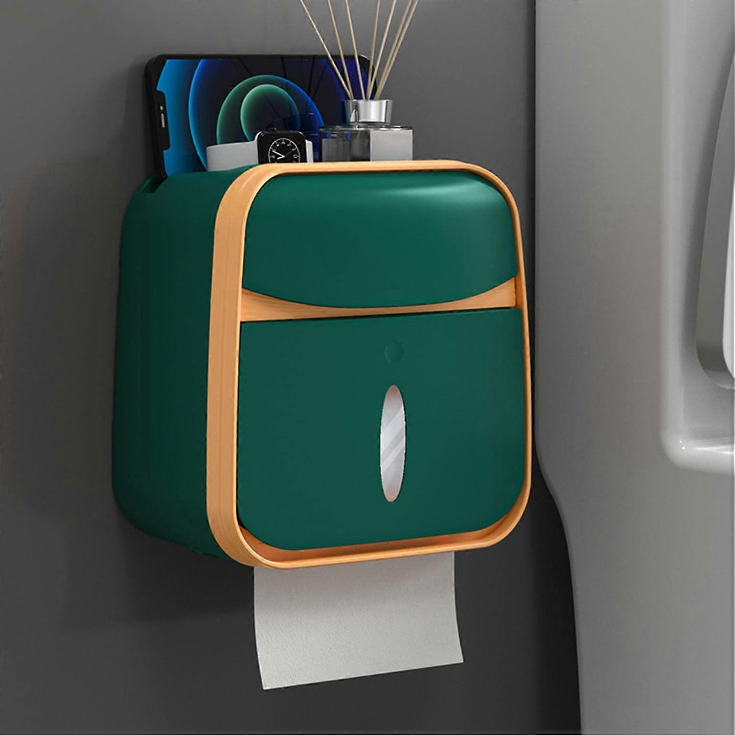 Paper Towel Dispenser Wall Mounted Double Layer Tissue Dispenser Drawer Model 287 Green 20.5 x 13 x 22.5 cm Adhesive