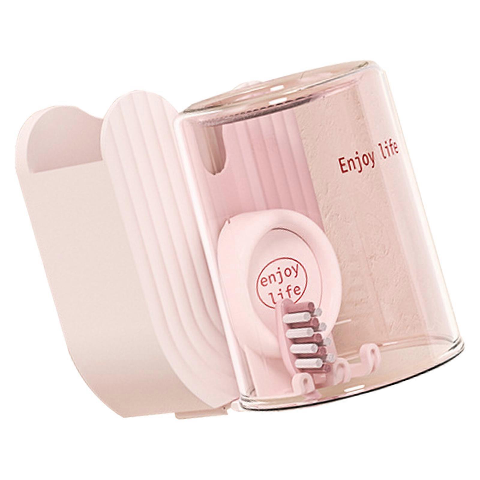 Fashionable Toothbrush Storage Rack with Hanging Cup Functionality Portable Accessory for Clutters Sinks Daily Use  Pink