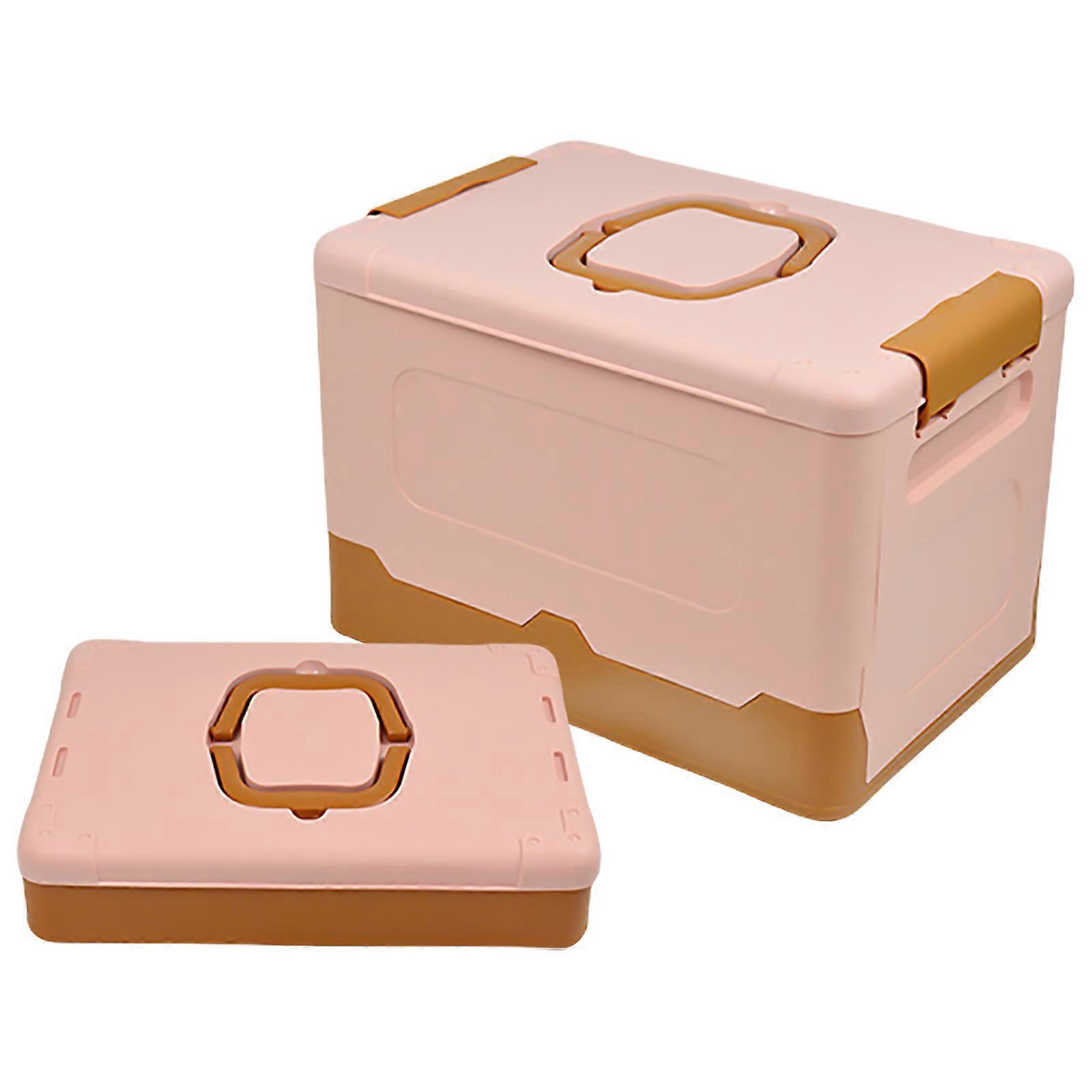 Multipurpose Home Storage Boxes with Lids Portable Stackable Sturdy Organizers Container with Elegant Color Daily Use  Pink