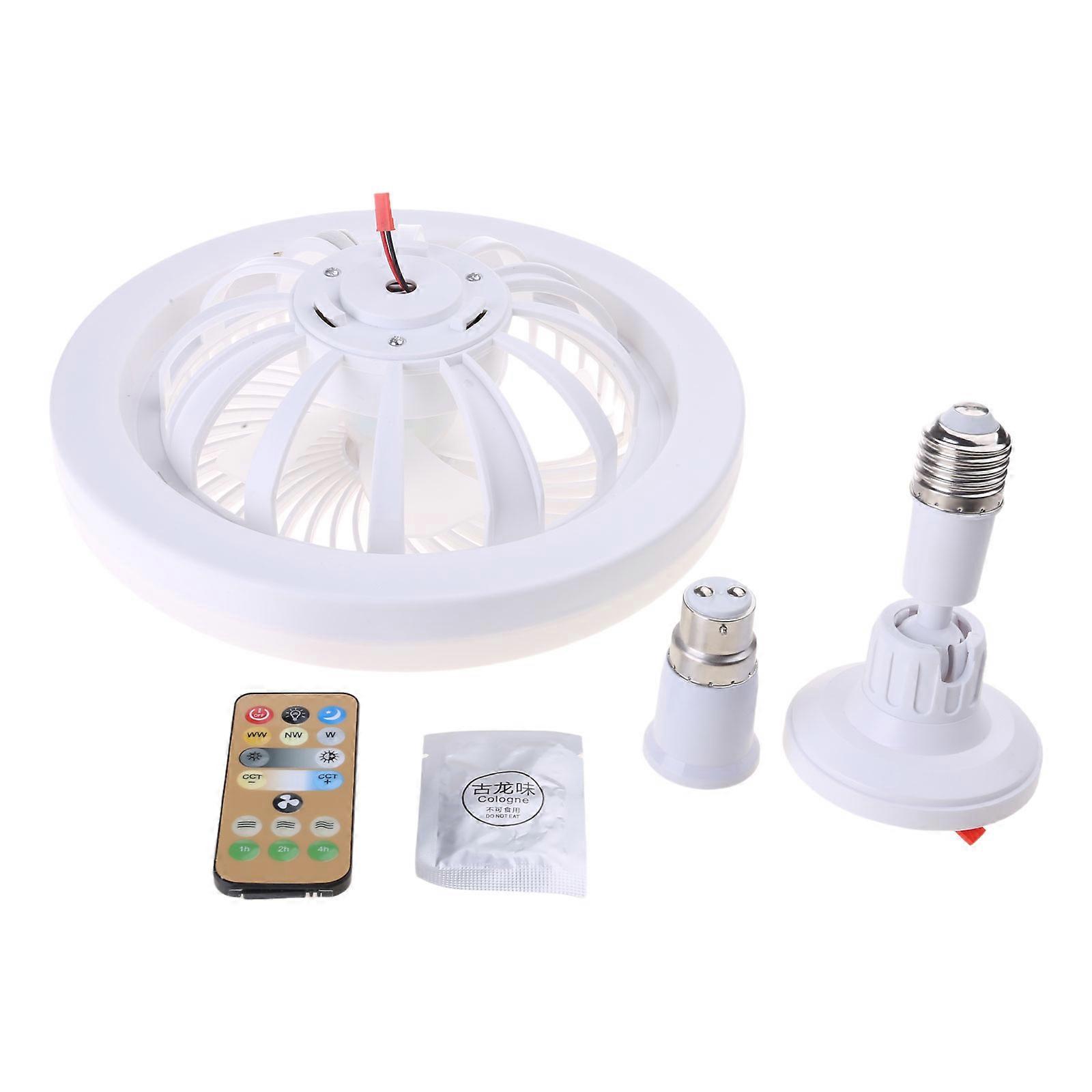 2-in-1 Fan Lamp E27 LED Light 30W Ceiling Fan Light Adjustable Angle 2400lumens with B22 Adapter for Home Office  White