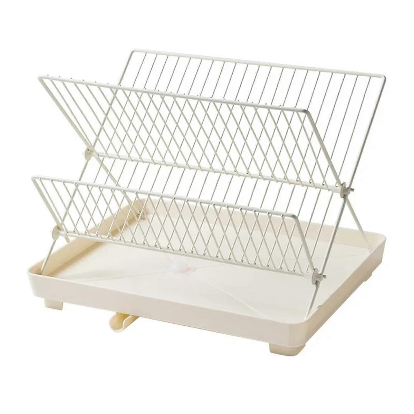 Foldable 3Tier Dish Drying Rack with Cutlery Holder and Drainboard for Small Kitchens and RVs