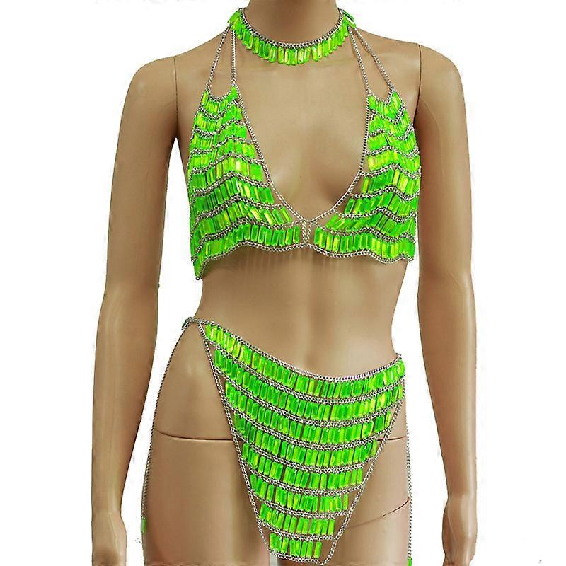 Sexy Bikini Sequin Body Chain Harness Music Festival Burning Man Outfit Dance Jewelry