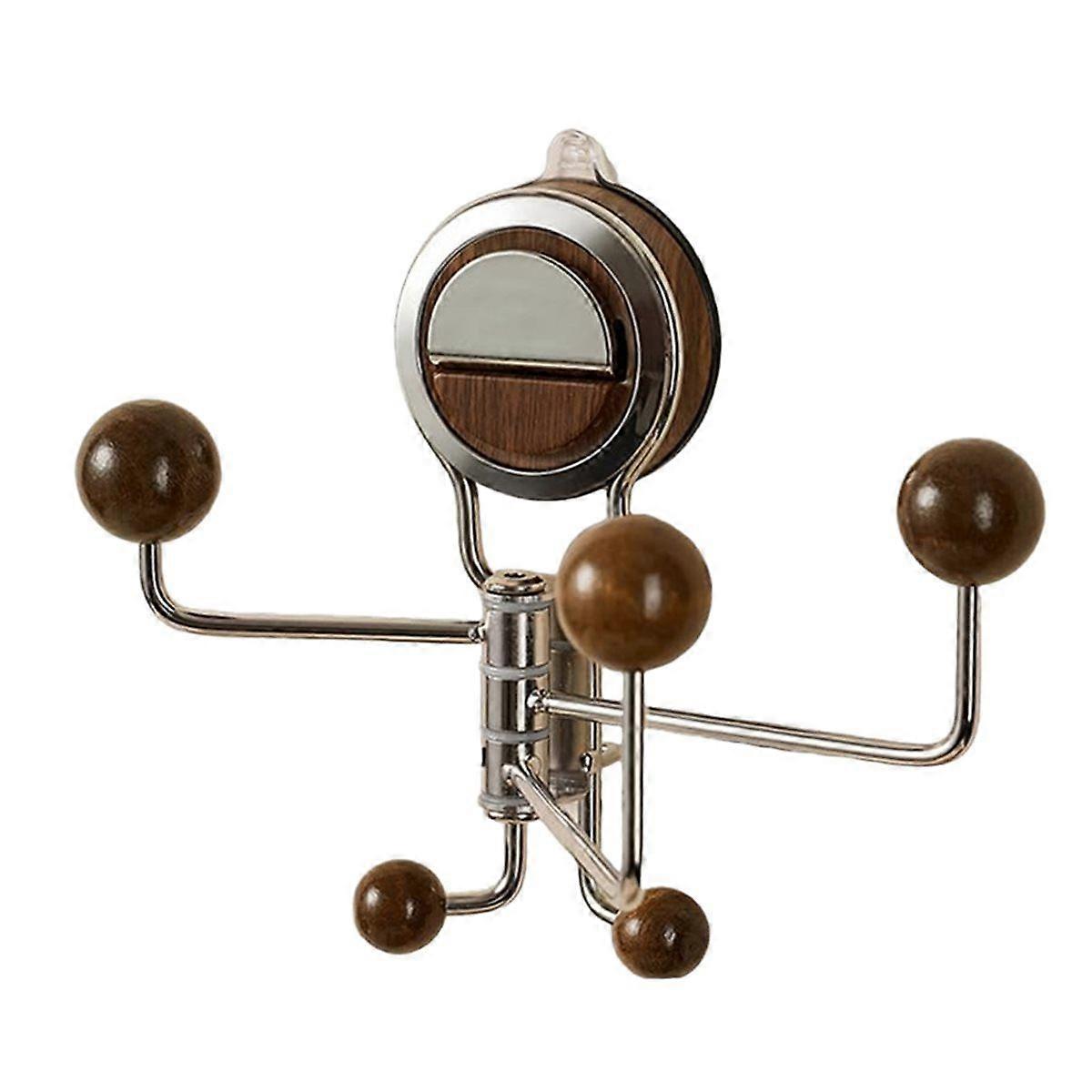 No-Drill Rotating Suction Hooks - , Easy Wall Installatio, Wall Mounted Adjustable with 5 Hooks for