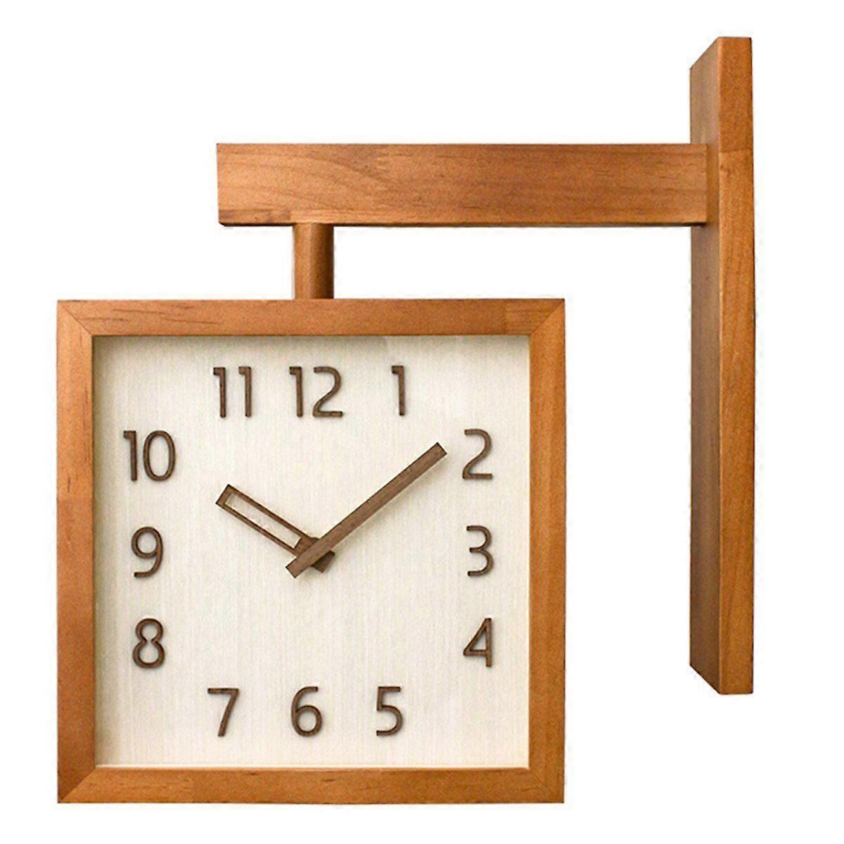 Corner Clock Double Sided Corner Clock Decorative Silent Wooden Simple Battery Powered for Home for