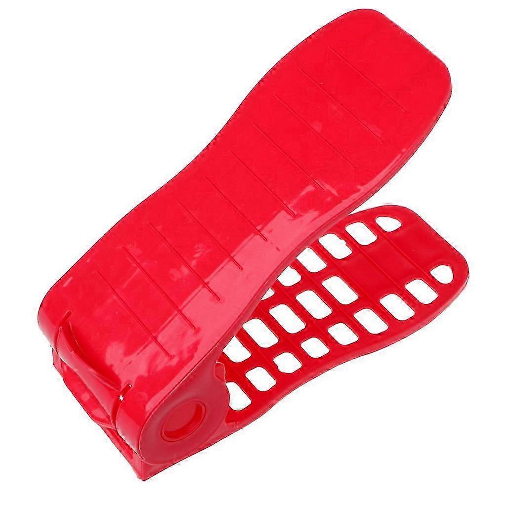 Home Shoes Base Space Saver Adjustable Double Layer Shoes Rack Storage Shelf Red Color