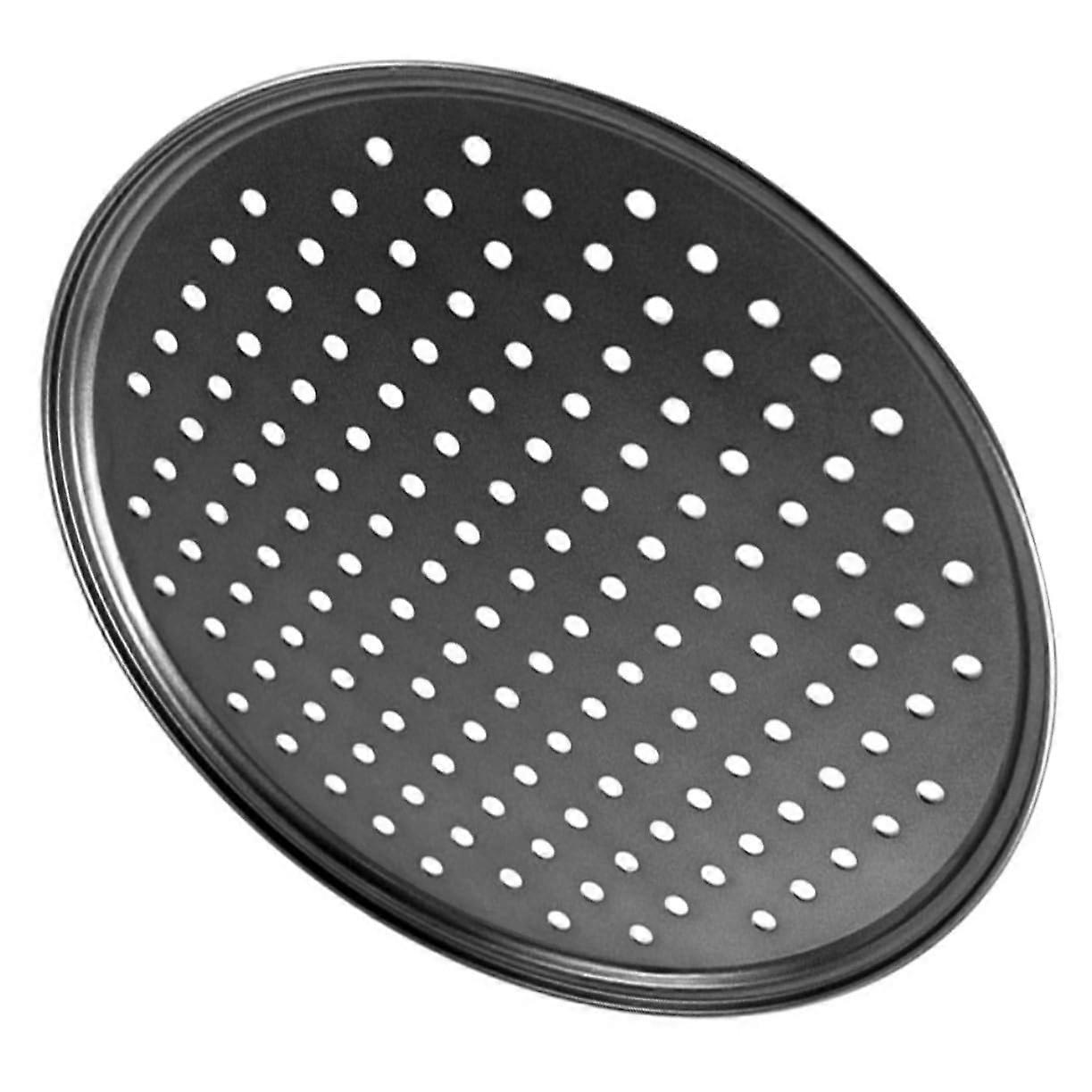 Pizza Baking Pan Nonstick Carbon Steel Round Tray with Holes for Crispy Crust