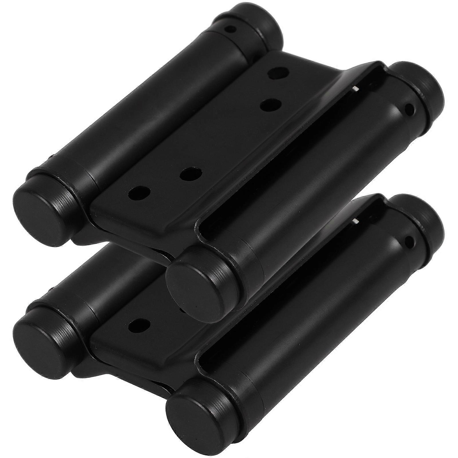 Black Saloon Door Hinge for Easy Closure 2Pcs Spring Loaded Hinges