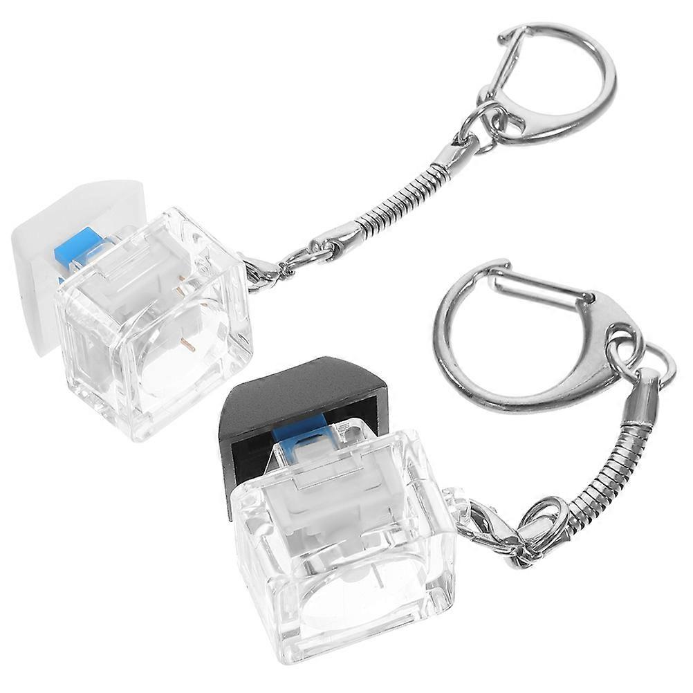 Mechanical Keyboard Keycap Keychain for Decor 2Pcs Acrylic Portable Key Rings
