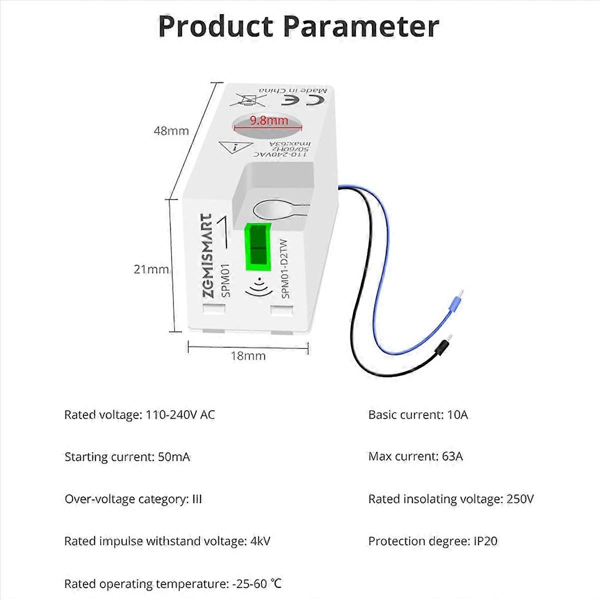  Tuya WiFi MiNi Energy Meter Electric Monitor Sensor