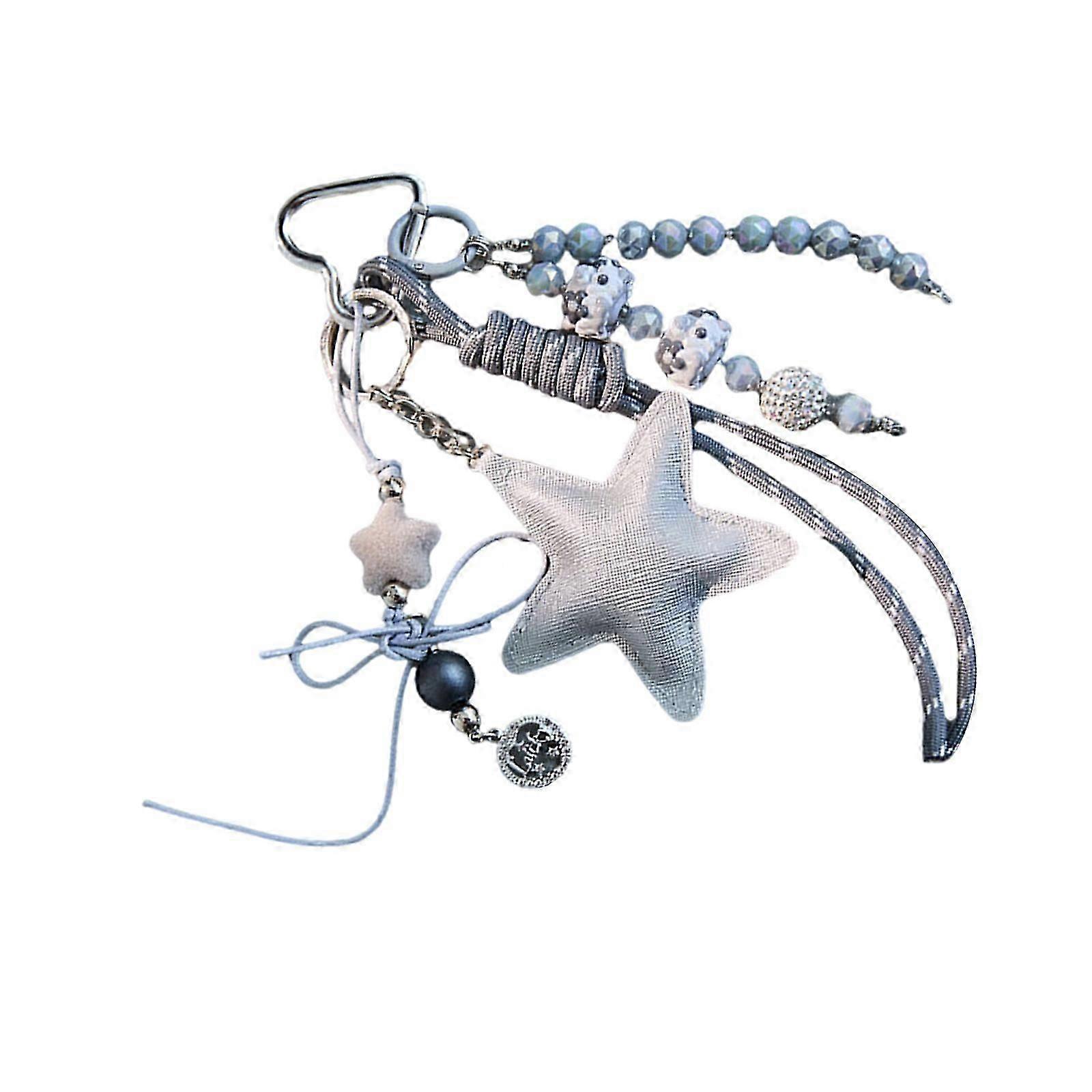 Star Heart Bowknot Keychain Versatile PU Key Holder Decorative Charm for Keys Belongings Multicolor