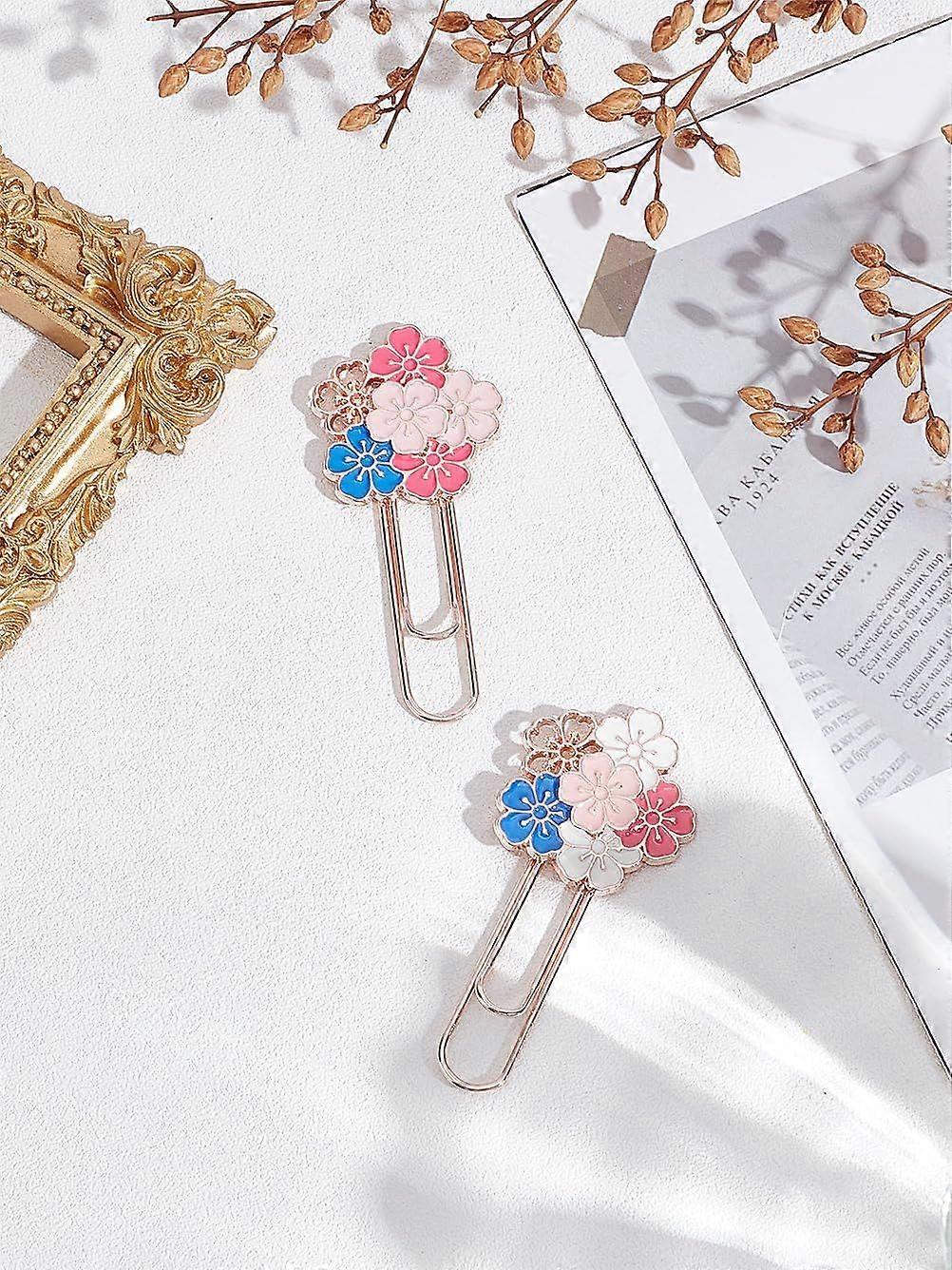 2Pcs Cherry Paper Clips Tone Zinc Alloy Enamel Bookmarks Not Tear Scratch Pages Page Markers for Office School Document File Organization 61x27.5x3.5m
